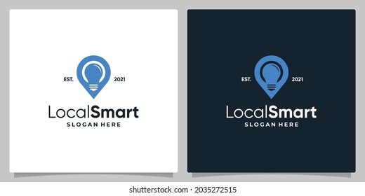 Map pin location symbol with lamp bulb and business card design.