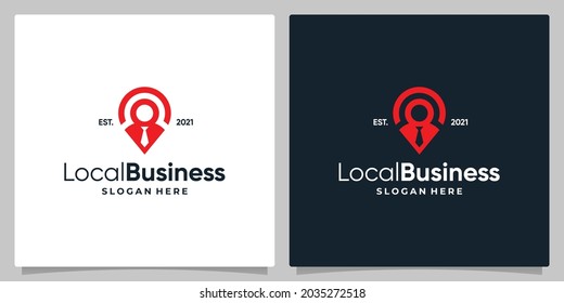 Map pin location symbol with logo a leader and business card design.