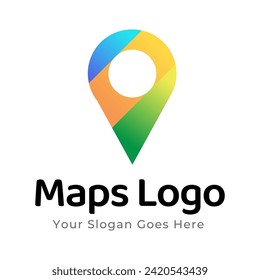 Map Pin Logo Design Element. Map pin location icon logo design