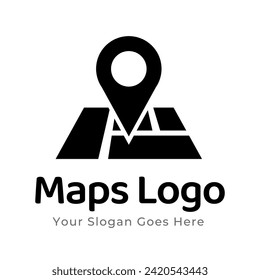 Map Pin Logo Design Element. Map pin location icon logo design