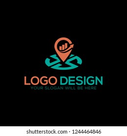 Map Pin Logo With Finance Chart Symbol and SS Letter Logo, Finance Company Logo, Map Pin, Finance Chart,
