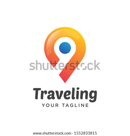 map pin logo gradient. travel transport logo modern. 