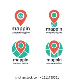 Map and Pin Logo for Travel Company 
