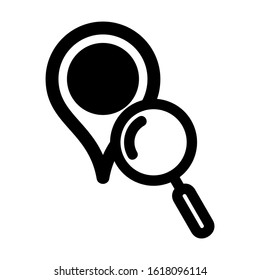 map pin and magnifying glass icon isolated sign symbol vector illustration - high quality black style vector icons
