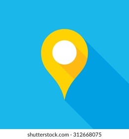 Map Pin Marker Flat Long Shadow Icon