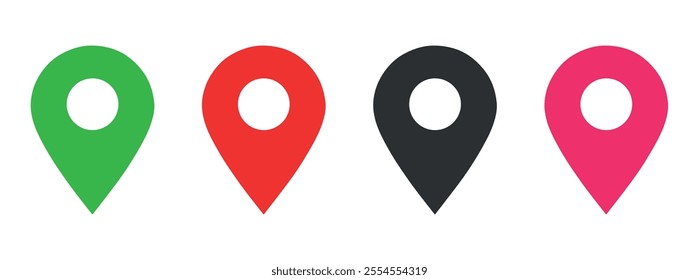 Map pin marker. Location map icon set. Location pin vector illustration.