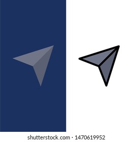 Map, Pin, Marker, Mail  Icons. Flat and Line Filled Icon Set Vector Blue Background. Vector Icon Template background