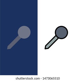 Map, Pin, Marker, Mark  Icons. Flat and Line Filled Icon Set Vector Blue Background