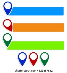 Map pin, map marker vector. Arrow, pointer icon for cartography, location, destination concepts...
