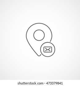 Map Pin Message Line Icon On White Background