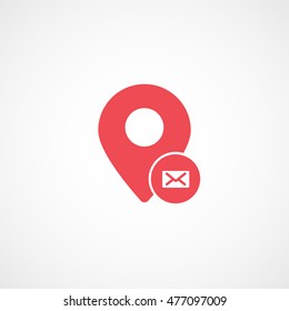 Map Pin Message Red Flat Icon On White Background