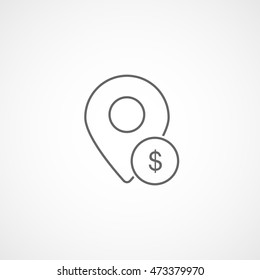 Map Pin Money Dollar Line Icon On White Background