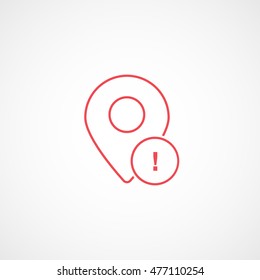 Map Pin Notice Red Line Icon On White Background