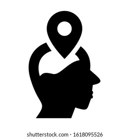map pin on  brain icon isolated sign symbol vector illustration - high quality black style vector icons
