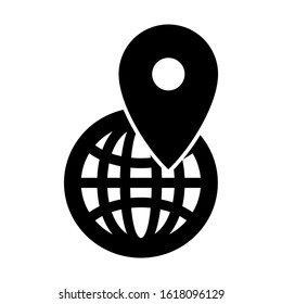 map pin on globe icon isolated sign symbol vector illustration - high quality black style vector icons
