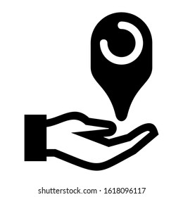 map pin on hand icon isolated sign symbol vector illustration - high quality black style vector icons
