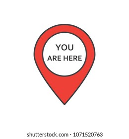 Map Pin Outline Editable Icon With You Are Here