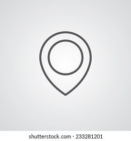 map pin outline thin symbol, dark on white background, logo editable, creative template 