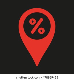 map pin percent Icon