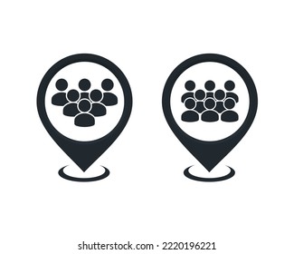 Map pin with person icon. Meeting location. Illustration vector