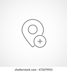 Map Pin Plus Add Line Icon On White Background