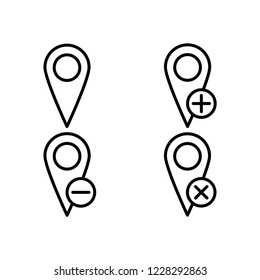 map, pin, plus, remove, minus sign icons. Element of outline button icons. Thin line icon for website design and development, app development