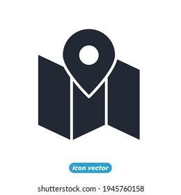 icono de mapa y punto de anclaje. plantilla de símbolo de viaje de hobby para colección de diseño gráfico y web ilustración vectorial