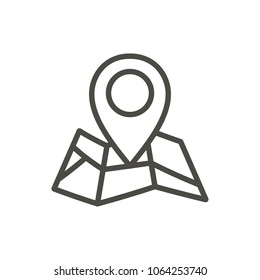 Map pin point icon vector. Outline pin, line road symbol. Trendy flat pinpoint ui sign design. Thin linear graphic pinpoint pictogram for web site, mobile application. Logo illustration.