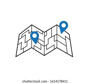 Map pin point icon vector. Outline pin, line road symbol. Trendy flat pinpoint sign design. Thin linear graphic pinpoint for web site, mobile application. Logo illustration.