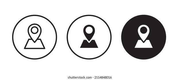 map pin point location icon, icons Editable Stroke Pointer, Geolocation, Navigation, gps, direction, place, compass, contact, search concept icon. Isolated on white