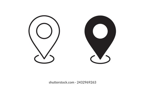 map pin point location icons Editable Stroke Pointer, Geolocation, Navigation, gps, direction, place, compass, contact, search concept icon. Flat style for graphic design, logo Isolated on white