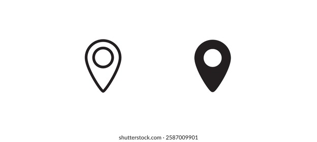 map pin point location icons Editable Stroke Pointer, Geolocation, Navigation, gps, direction, place, compass, contact, search concept icon. Flat style for graphic design, logo Isolated on white