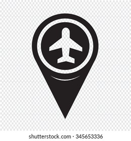 Map Pin Pointer Air plane icon