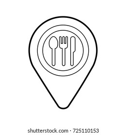 map pin pointer with cafe or restaurant sign icon