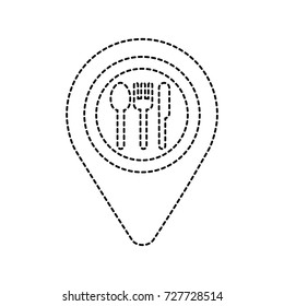 map pin pointer with cafe or restaurant sign icon