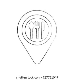 map pin pointer with cafe or restaurant sign icon