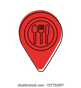 map pin pointer with cafe or restaurant sign icon