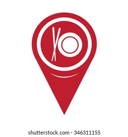 Map Pin Pointer Dish with Chopsticks icon