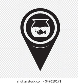 Map Pin Pointer Fish Bowl Icon