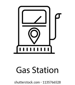 
Map pin pointer with gas station sign, gas station location icon 
