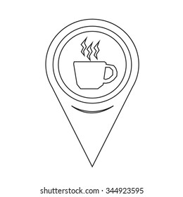 Map Pin Pointer Hot coffee cup icon