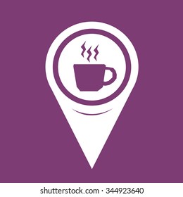 Map Pin Pointer Hot coffee cup icon