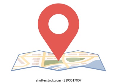 Map with pin pointer icon. GPS navigation, location symbol. Vector flat illustration 