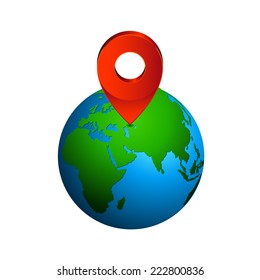 Map pin pointer icon on earth  Europe zone vector - Elements of earth map Furnished by NASA