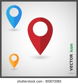 Map pin, pointer, marker vector icon. Position, location, route, direction, placing pictogram. Can be used for icon of navigation application, map pointer functions on website. Flat design