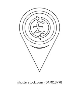 Map Pin Pointer Money Pound Icon , GBP currency symbol