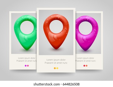 Map pin pointer. Poster, flyer or ticket design. Vector illustration
