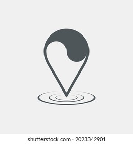 Map pin pointer Route Gps location icon Yin-yang Vector illustration cut