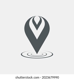 Map pin pointer Route Gps location icon Vector illustration cut