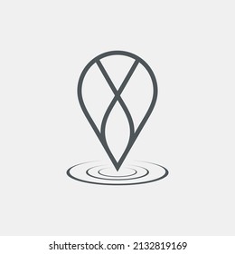 Map pin pointer Route Gps location icon Vector illustration cut